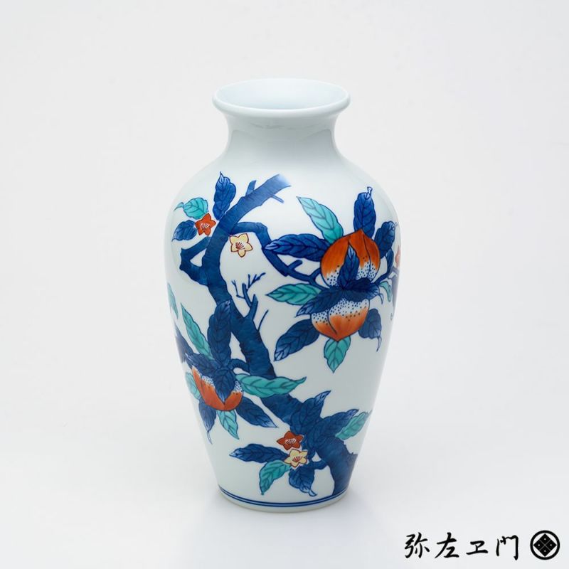 弥左ヱ門窯 9寸中細花瓶 桃絵 | ARITA PORCELAIN LAB